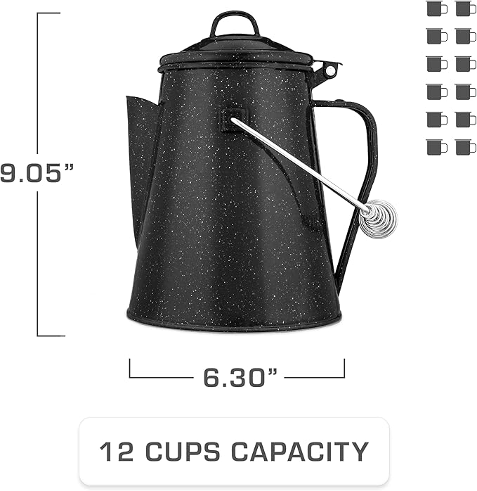 COLETTI Classic Camping Kettle - Tea and Camp Kettle, NO Aluminum or Plastic, Ideal for Boiling Water (Black)