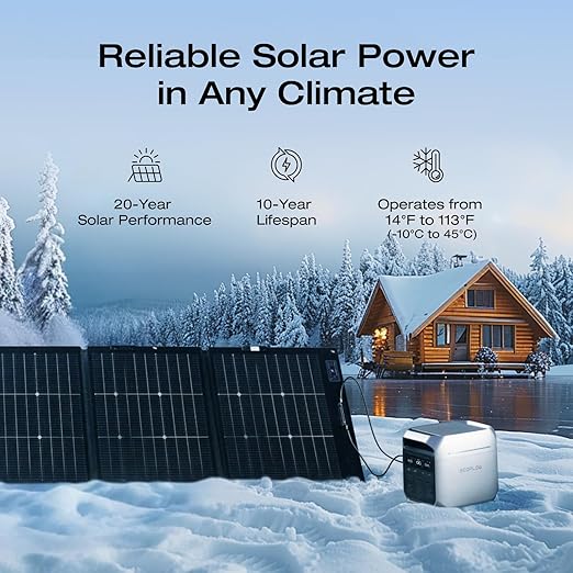 EF ECOFLOW Solar Generator DELTA 3 Plus with 220W Bifacial Solar Panel, 1000W Solar Input, LFP(LiFePO4) Battery, Portable Power Station for Home Backup Power, Camping & RVs