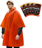 4 Pack Emergency Ponchos with Thickened Mylar Blanket Lining, Windproof, Waterproof, and Thermal Orange Survival Ponchos - Perfect for Outdoor Rescue, Family Camping Gear, Car Emergency Kits