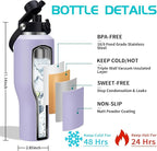 40 oz Insulated Water Bottle with Straw - Spout Lid, Carrying Case, Metal Thermal Hydro Travel Mug Flask for Cup Holder, Keep Cold 48H Hot 24H