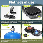 Portable 2 Burner Camping Stove with Handle, 16,000 BTU Foldable Propane Camping Stove with Grill and Carry Bag, Adjustable Burners&Flame-out Protection, Portable Camp Stove for BBQ, Tailgating, Grey