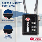 Brinks TSA Accepted Indicator Luggage Lock, Black - Resettable 3-Dial Combination, 1.5 inch Long Cable Shackle, New More Secure TSA008 Key, 4 Pack