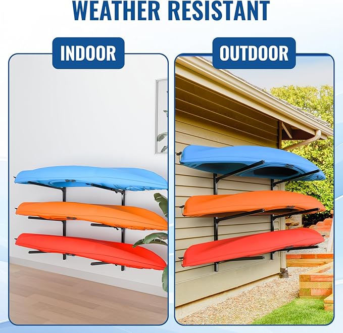 Kayak Storage Rack, Heavy Duty Freestanding Kayak Rack for Garage and Outdoor Storage, Kayak Stand Adjustable for Kayak, Canoe, Surfboard and Paddle Board