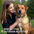 Collapsible Dog Bowls 2-Pack, Portable Travel Dog Bowl with Carabiner, Food-Grade Silicone Pet Bowl for Hiking, Walking (Macaron Pink and Yellow)