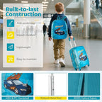 HONEY JOY Kids Luggage, Travel Backpack & Hard Shell Toddler Suitcase, Children Rolling Luggage with Wheels, Retractable Handle & 4 Casters, 2Pcs Carry On Luggage Set for Boys Girls(Racing Car)