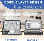 CAAORDKSO Electronics Organizer Case, Cable Organizer Bag Waterproof Electronic Accessories Carry Case with Handle for Cable, Cord, USB, Charger, Phone, Power Bank, Earphone (Dark Gray, Medium)