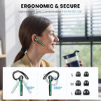 Bluetooth Headset, Wireless Bluetooth Earpiece V5.0 Hands-Free Earphones with Built-in Mic for Driving/Business/Office, Compatible with iPhone and Android (Green)