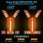 LED Reflective Vest Safety Gear, Light Up Vest for Night Walking Cycling, High Visibility Running Vest with Reflective Strips