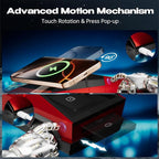 CyberDock 3-in-1 Wireless Charging Station for iPhone with Car Model 1:25 Scale, Qi2 Certified Mag-Safe Charger for iPhone iWatch AirPods, Rotating Charger with Ambient Light, 30W Adapter, Red