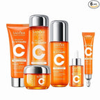 Vitamin C Skincare Set for Women & Teens - 6Pcs Travel Skincare Kit with Cleanser, Toner, Serum, Eye Cream, Face Cream & Lotion - Hydrating, Teen Skin Care & Women's Facial Gift Set