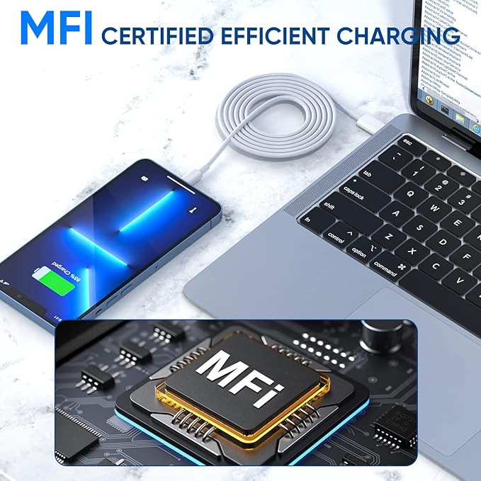 3 Pack Fast Charger iPhone,【Apple MFi Certified】6FT iPhone Charger Fast Charging USB C Block Wall Adapter 6 Foot Type C to Lightning Cable for iPhone 14 Pro Max/14 Plus/13 Pro/12/12Pro/11/XS/X,AirPods