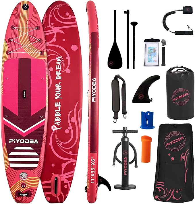 Paddle Boards for Adults, 10'6"/11"/11'6" Inflatable Paddle Board, Super Non Slip Eva, Stand Up Paddle Board with Removable Fins, Adjustable Paddle, Pump, Shoulder Strap, Leash, Standing Boat