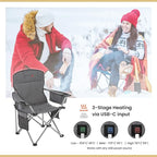 ARROWHEAD OUTDOOR Portable Heated Folding Camping Chair w/ 6-Can Cooler, 3 Heat Settings, Cup & Wine Glass Holder, Heavy-Duty Carrying Bag, Padded Armrests, Battery NOT Included, Supports up to 330lbs