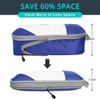 Compression Packing Cubes 6 Set, Compressible Space-Saving Packing Cubes for Travel - Compression Bags, Luggage Organizer, Travel Essentials for Women, Royal Blue