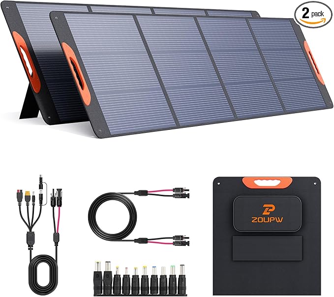 440 Watt N-Type 16BB Portable Solar Panel, RV Essentials,2PCS 220W 19.8V Foldable Solar Charger for Power Station, 25% High Efficiency IP67 Waterproof 4 Kickstands for Camping RV Hurricane