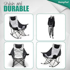 SUNNYFEEL Oversized Heated Camping Chair 2 Pack, Folding Rocking Camping Chairs with Luxury Padded Recliner,Carry Bag, 300 LBS Heavy Duty for Lawn/Outdoor/Picnic/Patio, Portable Rocker Camp Chair