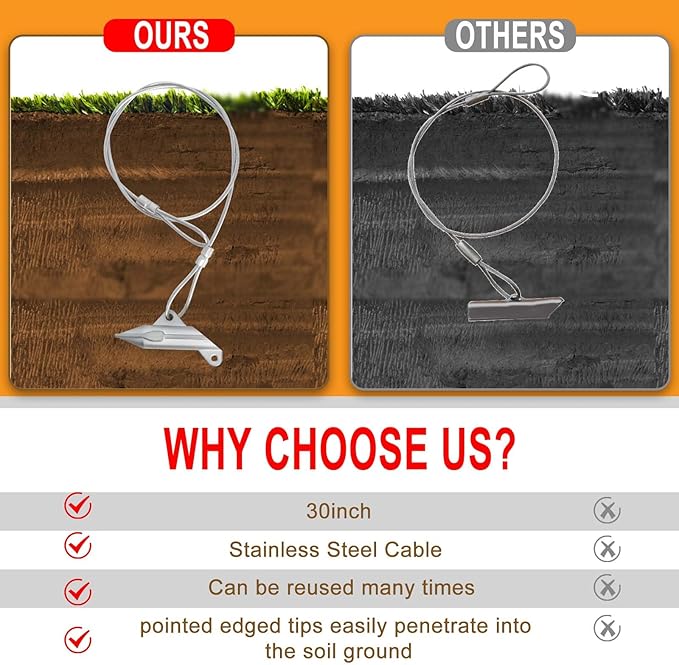 30 inch Ground Earth Anchors with Rod, Arrow Shed Anchor Kit for Securing Camping Tents, Sheds, Swing Sets, Greenhouses – Easy to Use, 6-Pack Heavy Duty Tree Stakes Retaining Wall Anchors