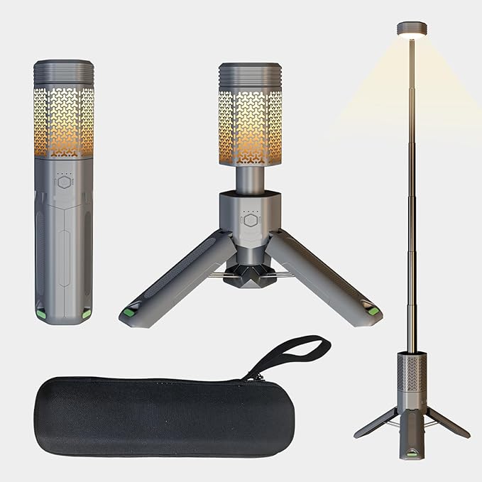 Telescopic Camping Light with Stand, 10500mAh Rechargeable Camping Lantern,Dimmable Portable Flashlight with Storage Bag,Magnetic Waterproof Work Light for Hiking Fishing Emergency Garage Outdoor Work