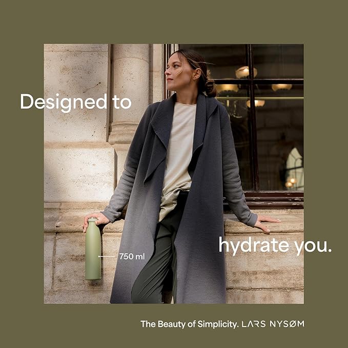 LARS NYSØM Stainless Steel Insulated Water Bottle 12oz 17oz 25oz 34oz 51oz | Insulated Thermo Flask for Hot and Cold Beverages | Leakproof Drinking Bottle (Aqua Turquoise, 1000ml)