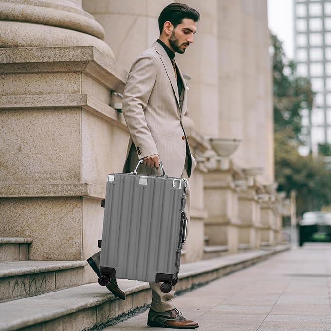 Krute Luggage Sets 2 Pieces 20 28 Inch Aluminum Frame Luggage With Wheels Hardside PC No Zipper Suitcase with USB Charger