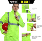 FONIRRA Hi Vis Safety Rainsuit for Men Waterproof Yellow Reflective Class 3 Rain Jacket Gear Pants(L/XL)