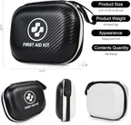 Small First Aid Kit - 185 Pieces Waterproof Emergency Kit for Home, Car, Travel, Camping, Hiking & Outdoor - Portable Hard Case Survival Kit with Premium Supplies(Black/White)