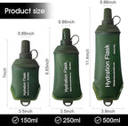 WILDREEDS 250ml Soft Flask, TPU Collapsible Soft Water Bottle for Hydration Pack, Running Vest, Folding Water Bottle for Hiking Cycling Climbing-1Pcs, Green