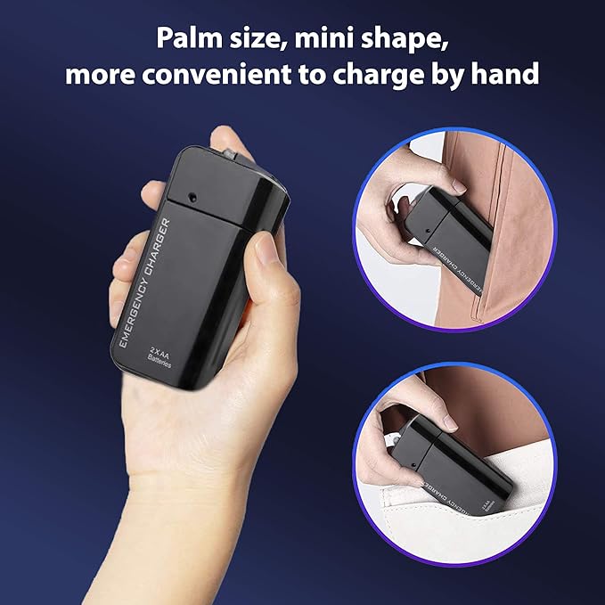 VOLT+ Portable AA Battery Travel Charger Compatible with Samsung Galaxy Book 2 PowerBank Emergency with LED Safety Light! (Takes 2 AA Batteries,USB Type-C)