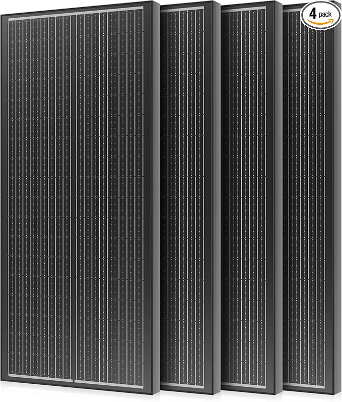 400 Watt Solar Panel, 25% High-Efficiency, 4PCS 100W Solar Panels, 18BB N-Type, Monocrystalline PV Modules, for RV, Marine, Rooftop, Farm and Off-Grid System