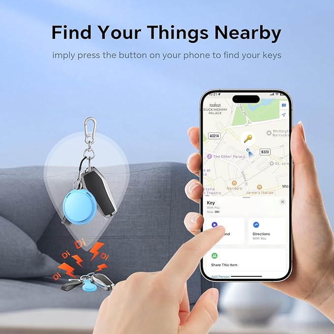 4 Pack Tags Tracker [Apple MFi Certified] Pair with Apple Find My(iOS Only) Smart Bluetooth Key Tracking Tags Item Finders Waterproof Worldwide Located Devices for Pet Wallet Backpack Dogs Luggage