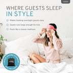 RestElevated Luxury Pillow Top Queen Size Air Mattress with Built in Pump | 20" Raised Height with Coil Beam Support | Adjustable Blow Up Air Bed | for Home, Guests and Camping [White with Grey Top]