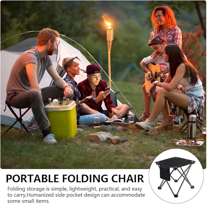 3 Pack Camping Stool, Camping Foot Stools Portable Folding Camp Stool with Storage Bag, Folding Stool Suitable for Fishing, Beach, Picnic,Outdoor - Black