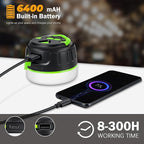 Yonktoo Rechargeable Camping Lantern with 6400mAh Battery, 300 Hour Runtime, 5 Light Modes, Adjustable Brightness, Waterproof, Hook & Magnetic Base, Battery Operated for Camping & Power Outages