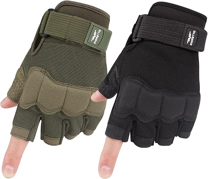 FIORETTO Fingerless Gloves, Half Finger Gloves for Driving, Cycling, Shooting, Hunting, Motorcycle, Climbing, Outdoor Work 215801