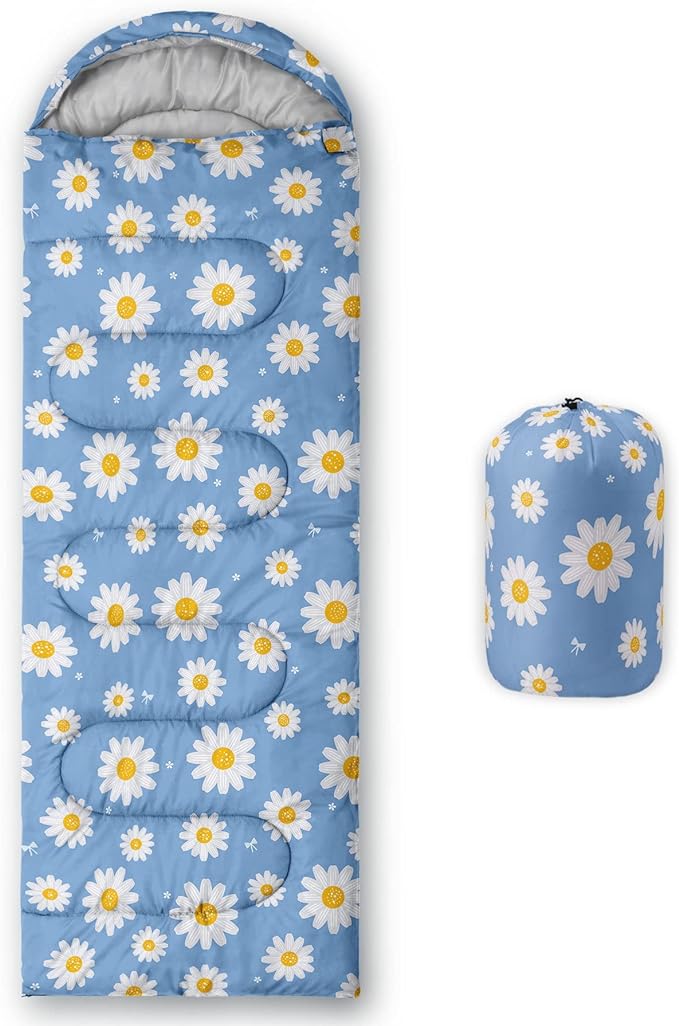 Kids Sleeping Bag for Boys Girls,Rocket Moon Print-Lightweight Warm Portable Outdoor Indoor-Waterproof Cold Weather Resistant Sleeping Bag for Camping Hiking
