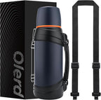 64oz/Half Gallon Large Coffee Thermoses for Travel - Insulated Water Jug Classic Vacuum Bottle with Plastic Cup - 2.0L Stainless Steel Vacuum Insulated Beverage Bottle for Hiking Fishing（Blue）