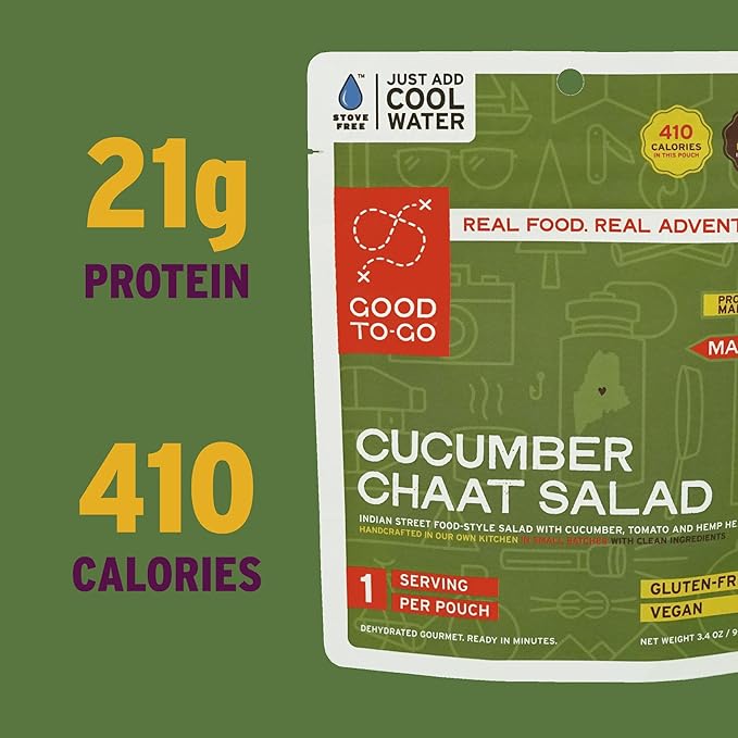 GOOD TO-GO Cucumber Chaat Salad Stove-Free™ (6-Pack of Single Servings) | No Stove Required! Camping & Backpacking Food | Just Add Water Backpacking Meals | Good To-Go Dehydrated Meals Taste Better Than Freeze Dried Food