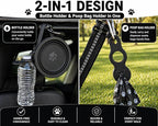 Black Slow Feeder Travel Dog Bowl Set | 30oz Stainless Steel + 20oz Collapsible Silicone Dish | Water Bottle Holder| Non-Slip, Anti-Choking, BPA-Free | We Give Back