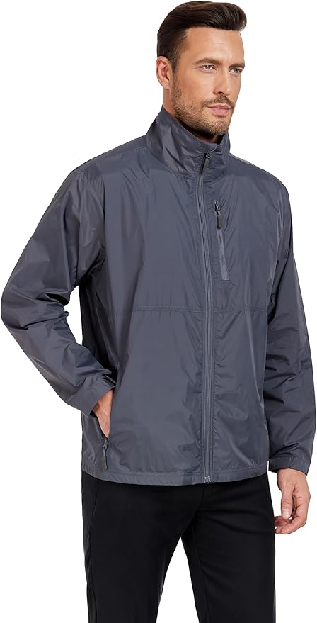 Mens Windbreaker Jackets Lightweight Packable Windproof for Casual Hiking Outdoor