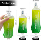 WILDREEDS 500ml Soft Flask, TPU Collapsible Soft Water Bottle for Hydration Pack, Running Vest, Folding Water Bottle for Hiking Cycling Climbing-1Pcs, Yellow to Green