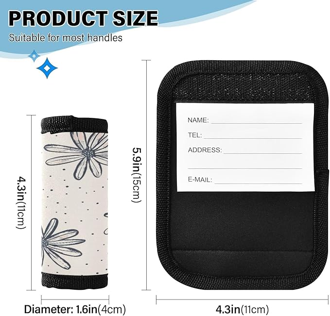 Qilmy Fresh Style Floral Fragments Luggage Handle Wrap 2Pack Luggage Identifiers Tag Comfort Handle Grips Cover for Stroller Suitcase Bag Airplane Travel Accessories1580