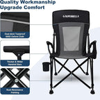 Camping Chair Portable Folding Lawn Chair Comfortable Hard Arm Sturdy for Family Camp, Outdoor, Sports, Beach, Travel, Support 400 lbs, Black&Grey