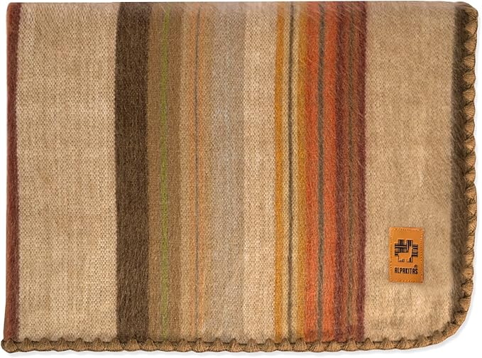 Alpaca Wool Blanket - Twin Size Bed Throw & Warm, Lightweight, Couch or Camp - Outdoor - 75 x 38 Inches (Brown)