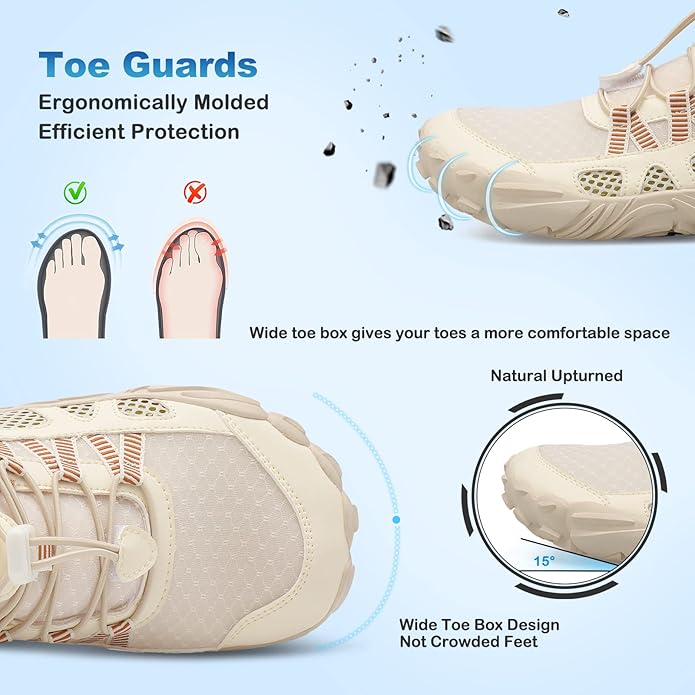 L-RUN Barefoot Water Shoes Women Mens Aqua Sock Athletic Hiking Water Sports Shoes for Swim Beach Pool Sand Diving Walking