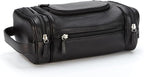 Leatherology Black Onyx Multi Pocket Toiletry Bag - Main top zippered compartment with additional side and front zippered pockets