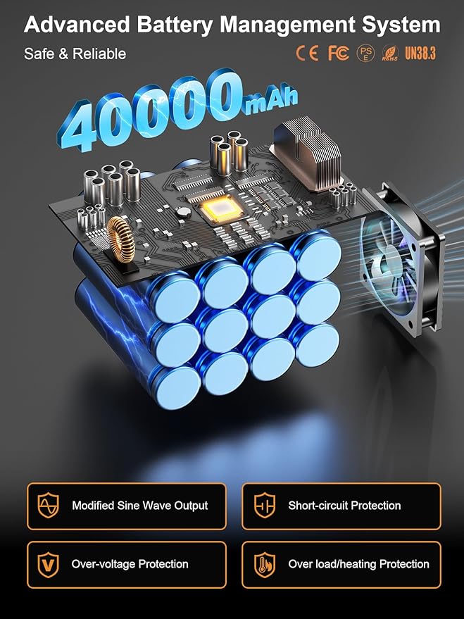 MARBERO 148Wh Portable Power Station Camping Portable Power Bank with AC Outlet 200W Camping Generator 40000mAh Battery Pack Solar Power Station for Outdoor Camping Home Office Emergency