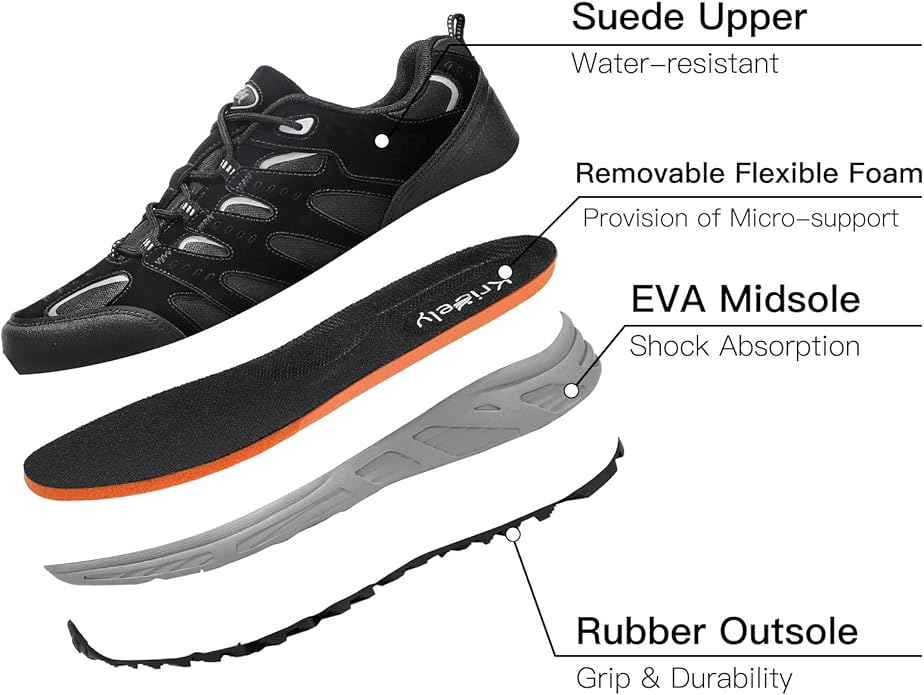 Kricely Men's Trail Running Shoes Non Slip Hiking Shoes Tennis Shoes Fashion Sneakers Workout Footwear