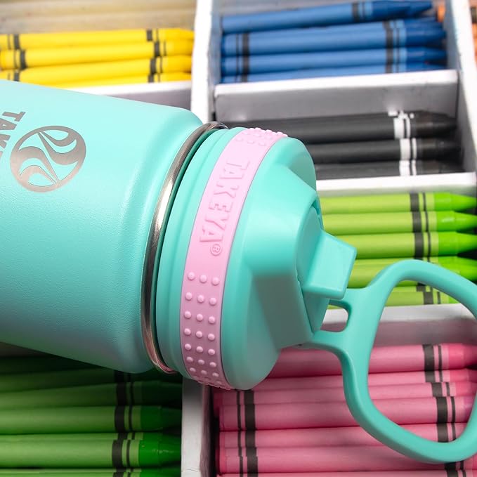 Takeya Actives Water Bottle with Straw Lid - Durable & Easy-Care Water Bottle with Stainless Steel Insulation - BPA-Free Lid with Carry Handle & Straw - Dishwasher-Safe - 18 oz, Ombre Dream