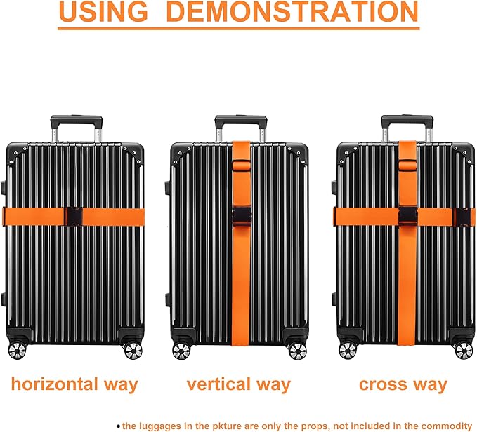 Luggage Straps for Suitcases TSA Approved Travel Belt 8 Pack by Chelmon (Orange)