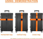 Luggage Straps for Suitcases TSA Approved Travel Belt 4 Pack by Chelmon(Orange)